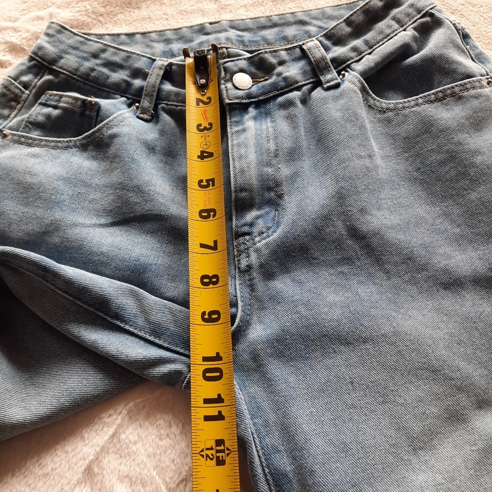 Wide Leg Blue Jeans Mega Cuff By Shein Size 28/30 Mid-High Rise Light Wash - Picture 6 of 14